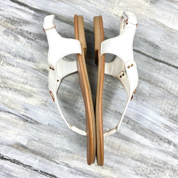 Michael Michael Kors White Thong Sandal “Sumac” Ankle Strap Rose Gold In Box 4M - Picture 11 of 16